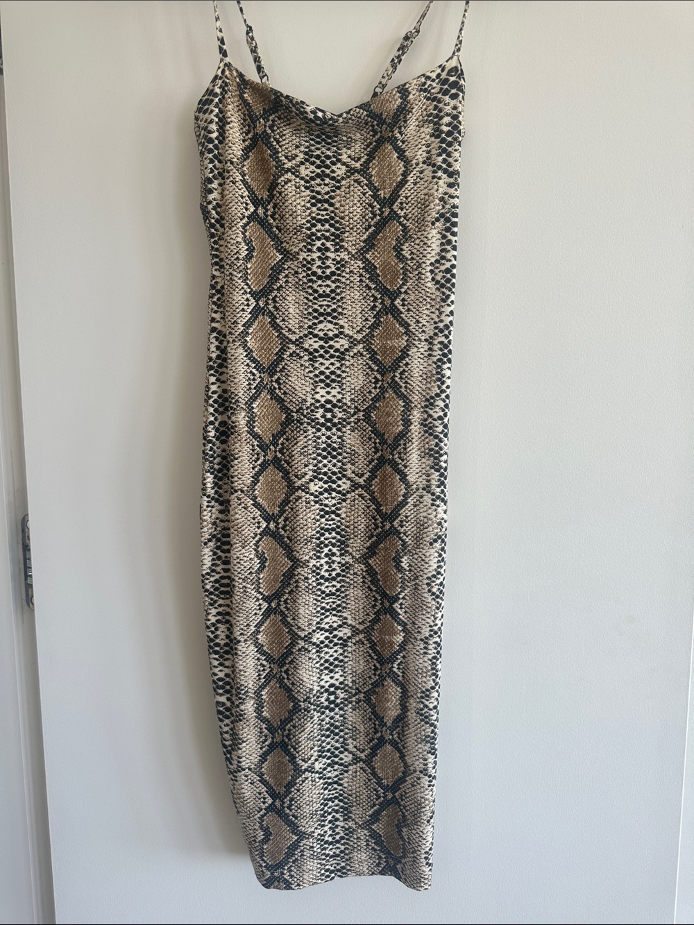 Snake Print Slip Skirt — Beige & Black